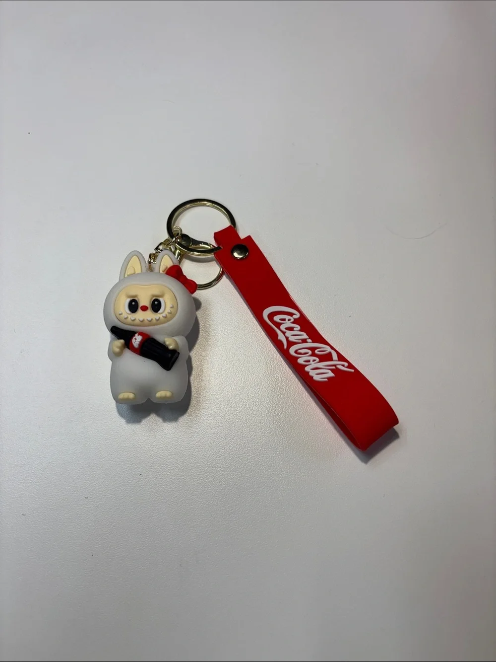 Coca-Cola Red Strap Keychain with White Character Charm NWOT